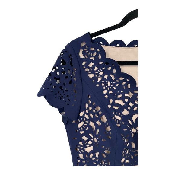 Focus By Shani Laser cut fit flare blue tan size 6 - Picture 3 of 9